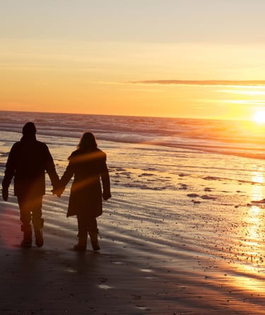 par på tur på strand