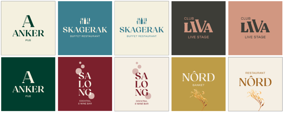 Her er logoer og navne på de nye restauranter og barer